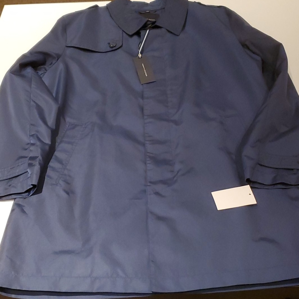 NWT! Tommy Hilfiger Fletch Solid Rain Coat Blue - Picture 3 of 8
